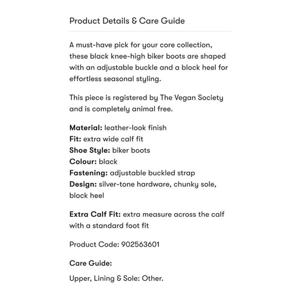 ASOS New Look, Extra Calf Fit Black Vegan Leather Knee-High Biker Boots - Picture 11 of 12